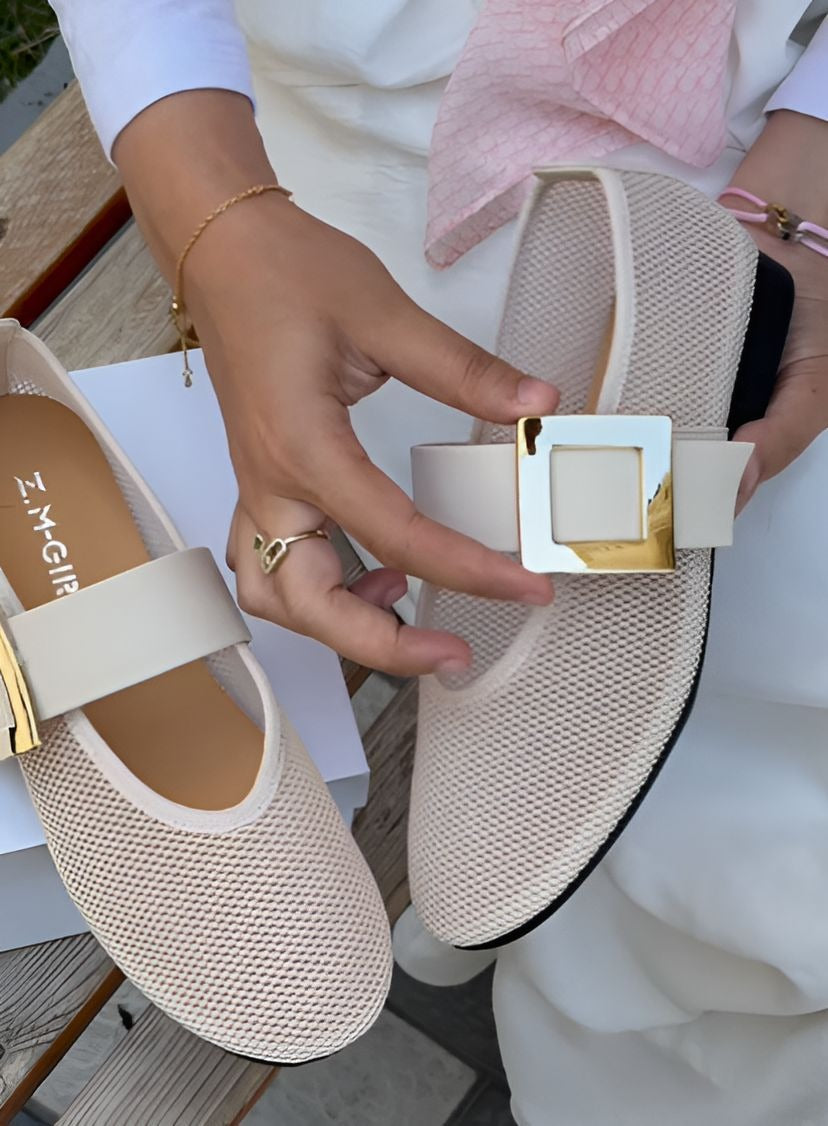 Mesh Metal Buckle Flats