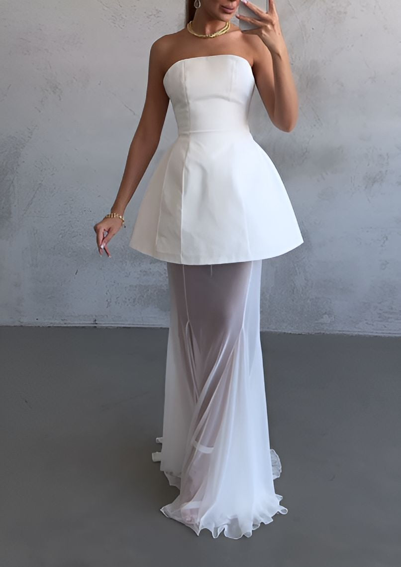 Classic Elegant Tube Top Skirt Set