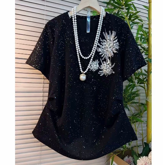 Black Sparkling Rhinestone T-shirt