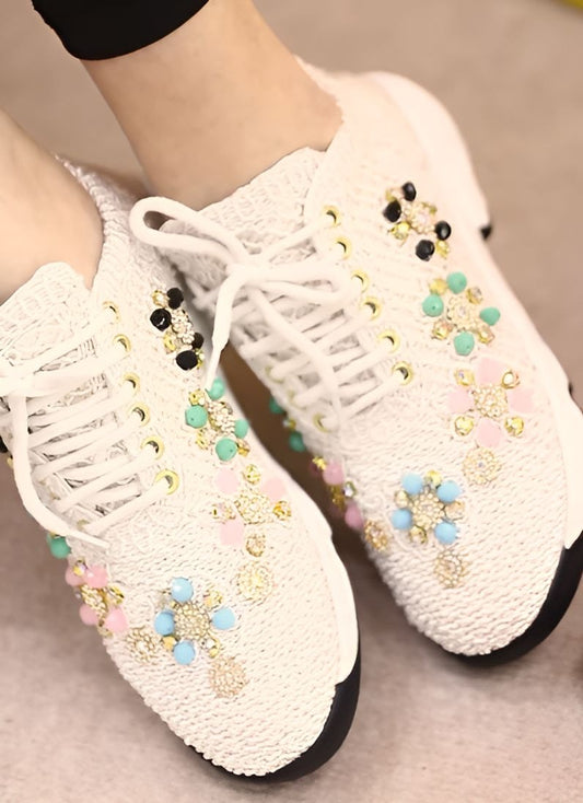 Colorful Flower Beads Breathable Women Shoes