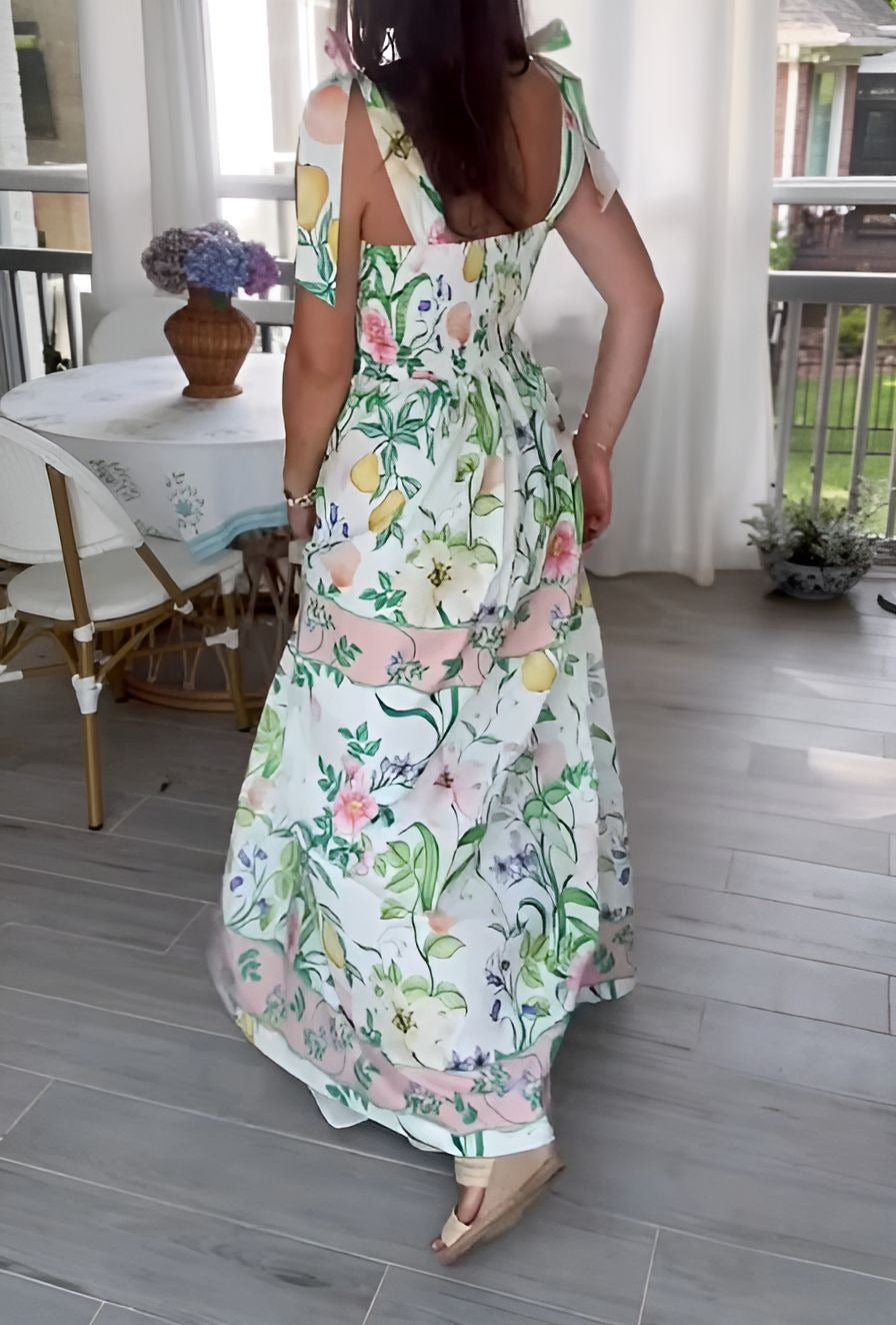 Green Printed Sleeveless Dress