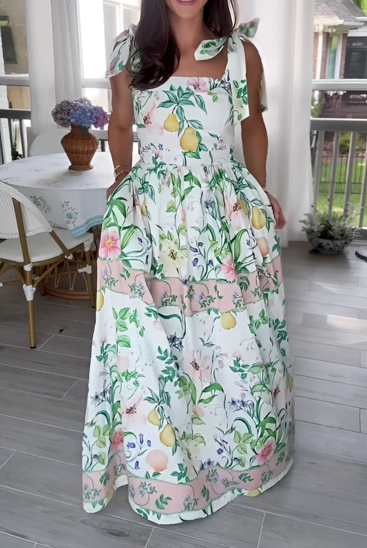 Green Printed Sleeveless Dress