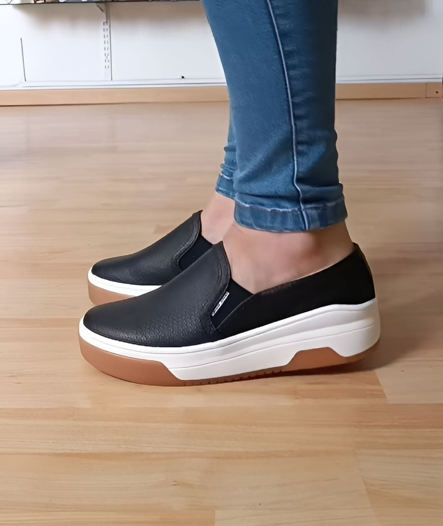 Women Leather Slip-On Thick-Soled Shoes