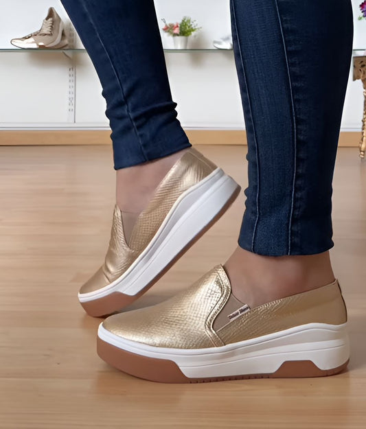 Women Leather Slip-On Thick-Soled Shoes