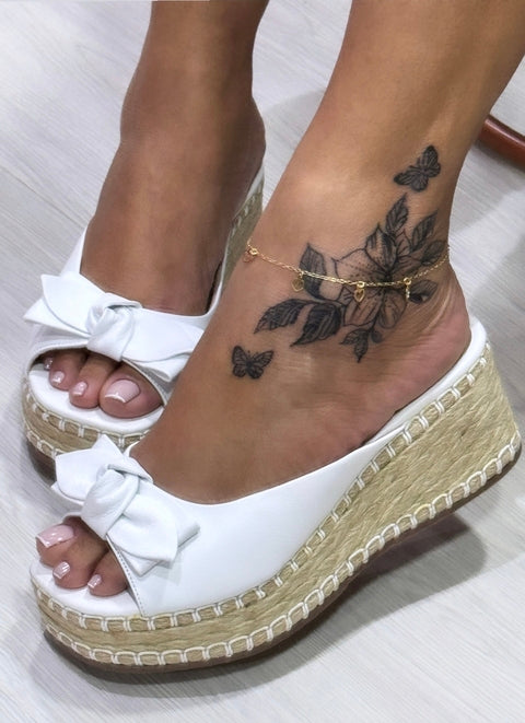 Bow Platform Braided Sandals