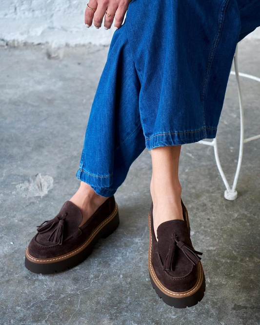 Brown Suede Tassel Loafers