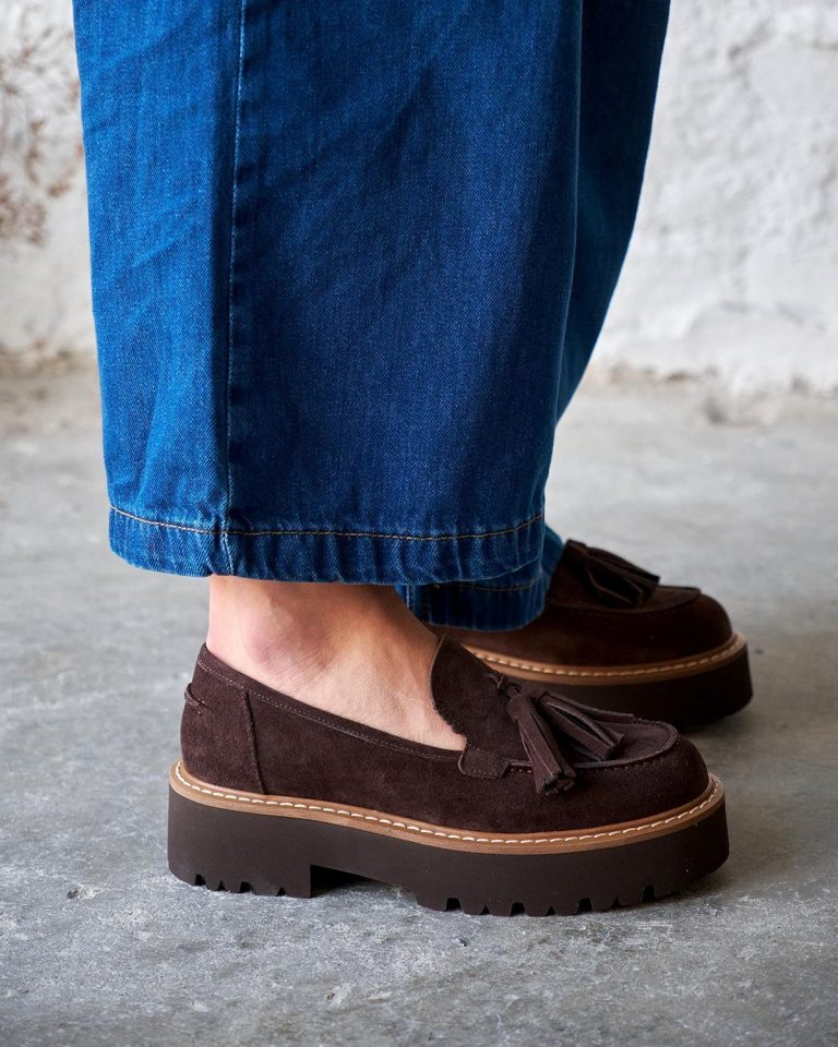 Brown Suede Tassel Loafers