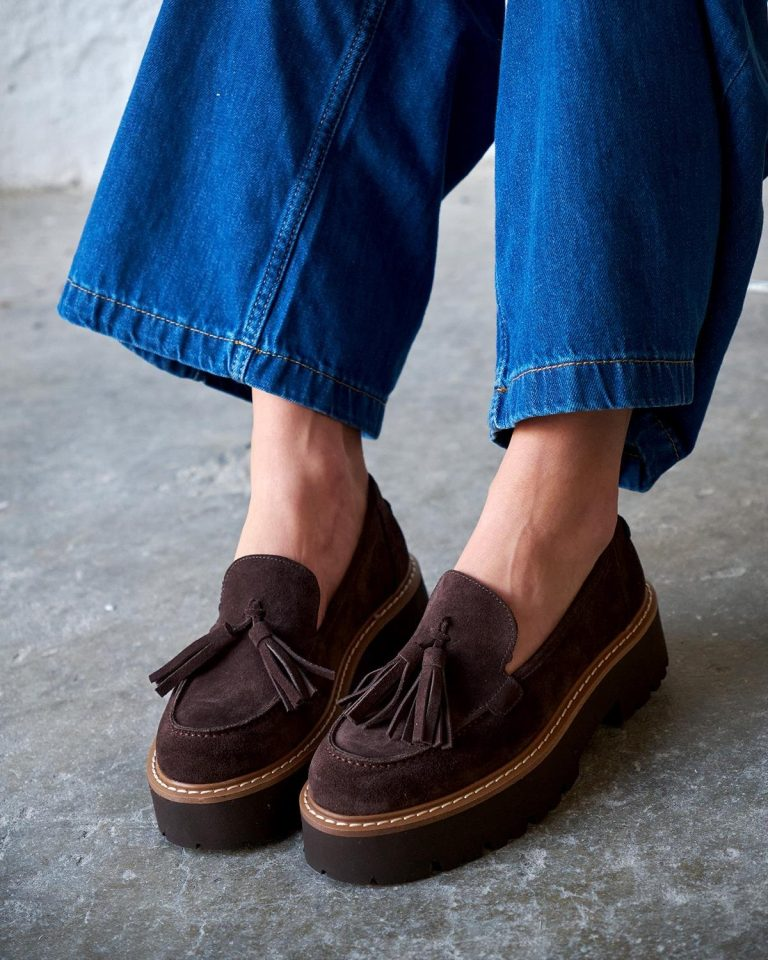 Brown Suede Tassel Loafers
