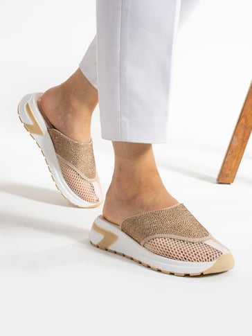 Women's Slippers with Sparkling Rhinestones Detail