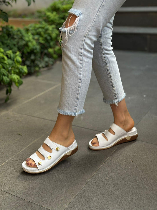 Soft Leather Women Casual Slippers