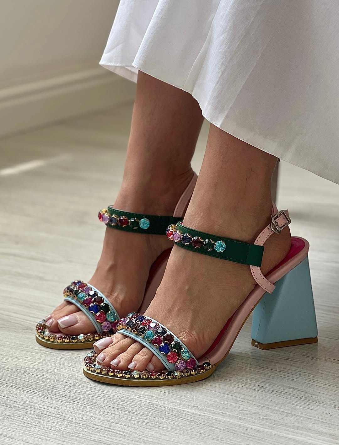 Colorful Rhinestone High Heels