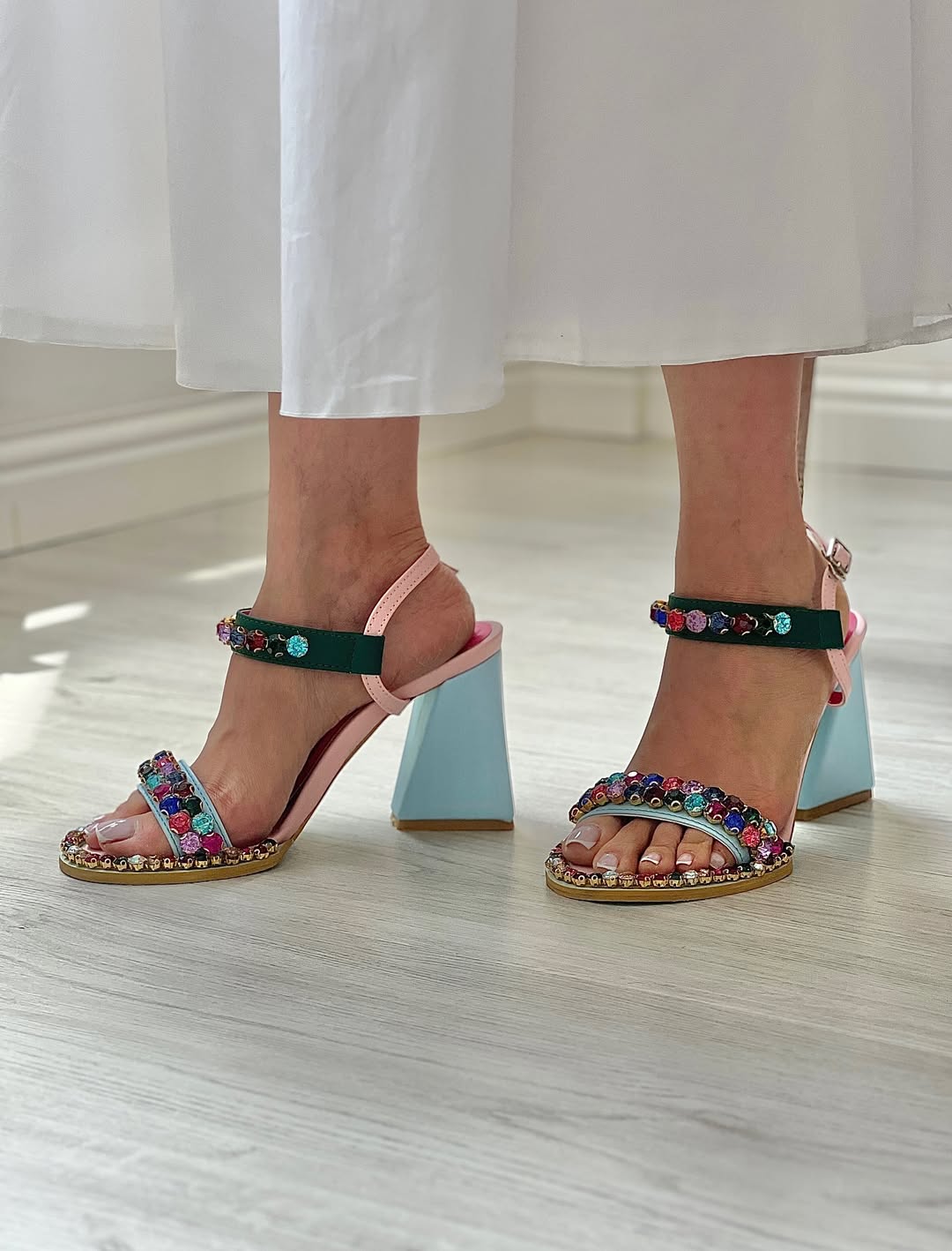 Colorful Rhinestone High Heels