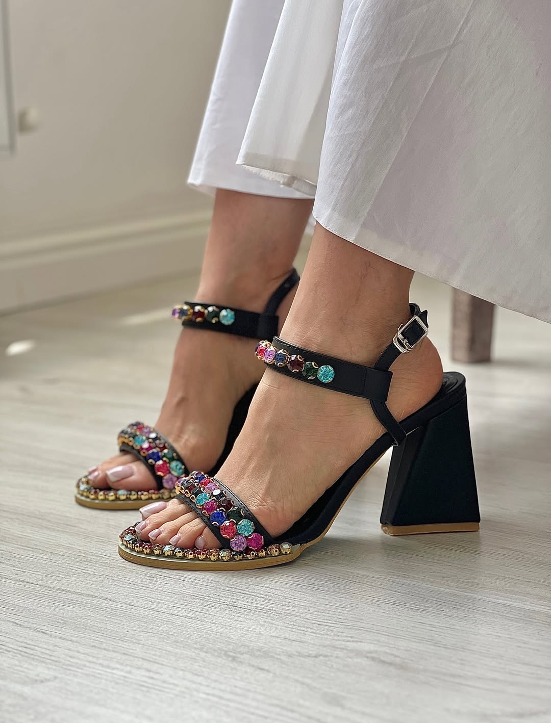 Colorful Rhinestone High Heels