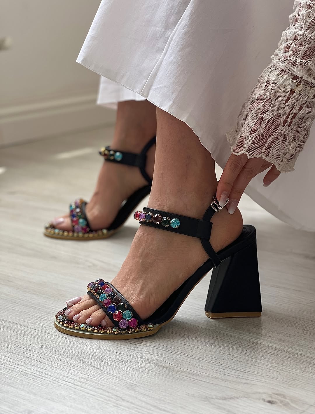 Colorful Rhinestone High Heels