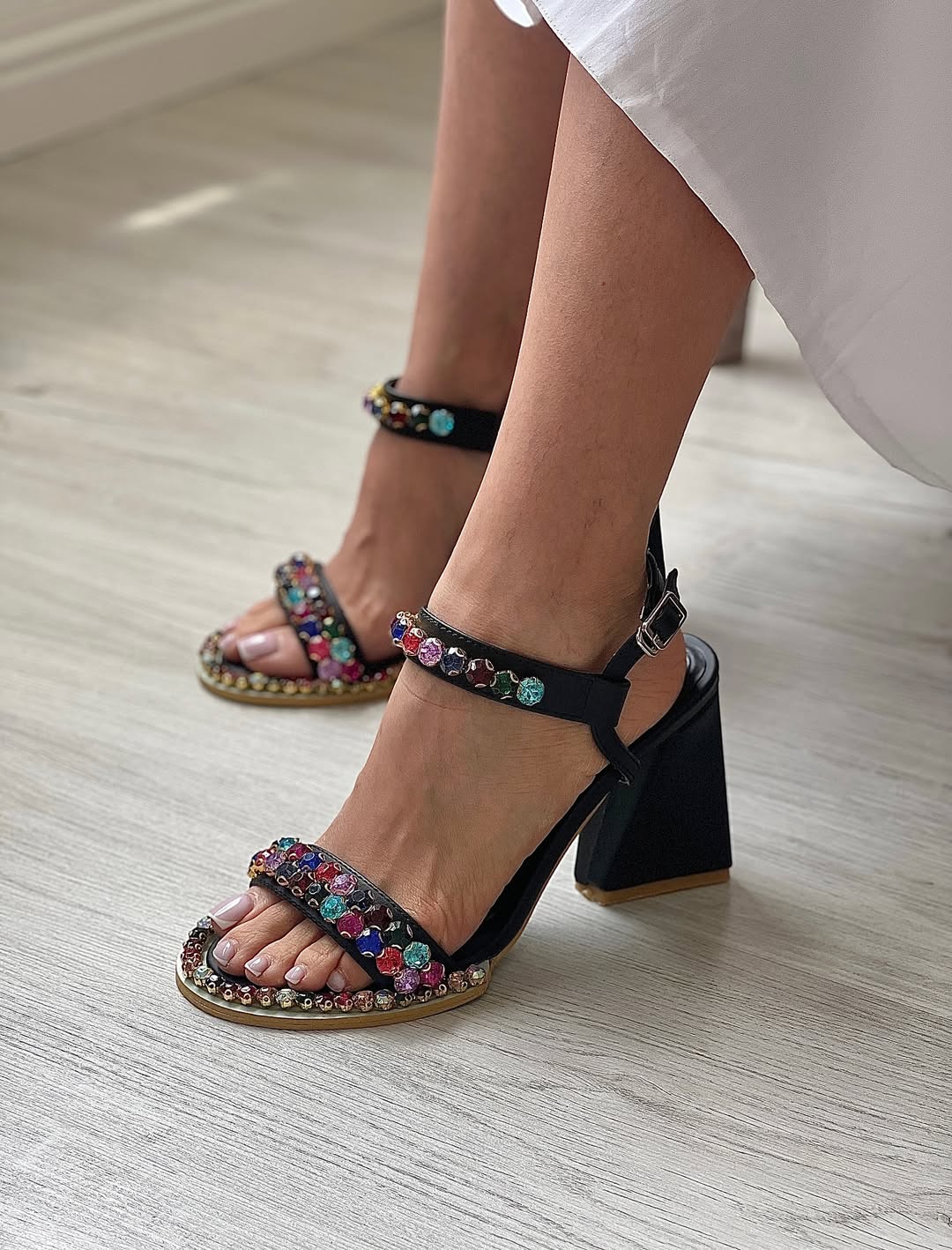 Colorful Rhinestone High Heels