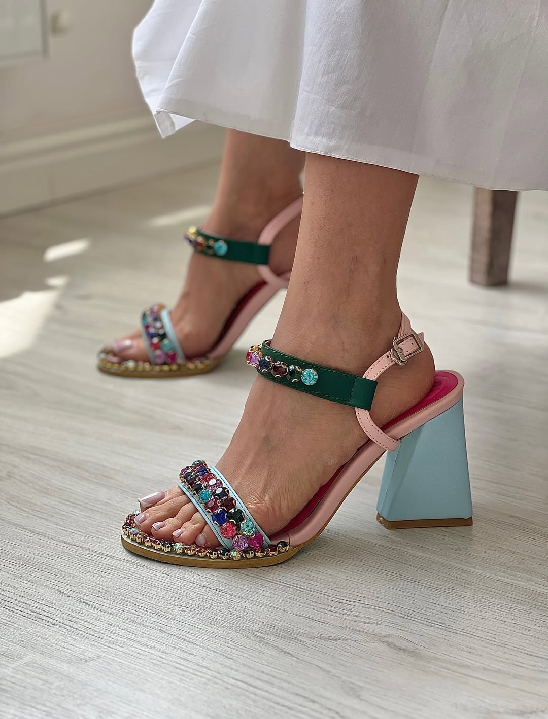 Colorful Rhinestone High Heels