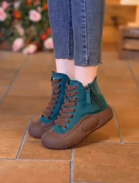 Comfortable Lace-Up Zipper Shoes for Women