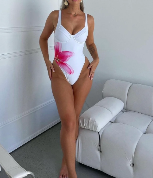 Flower Print One Piece Swimsuit