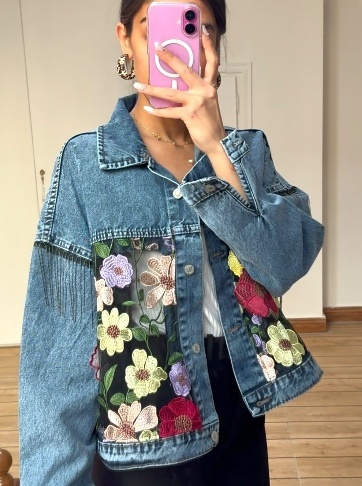 Floral Embroidered Denim Jacket
