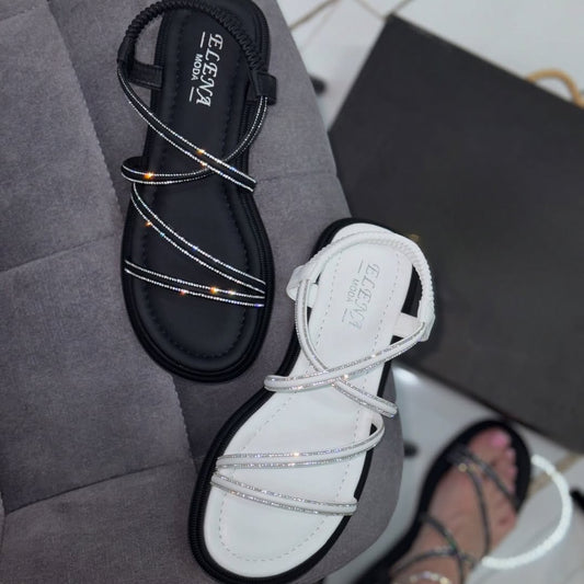 Sparkling Rhinestone Flat Sandals