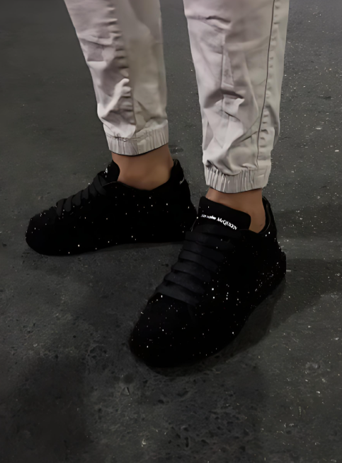 Black Sparkling Rhinestone Men Shoes