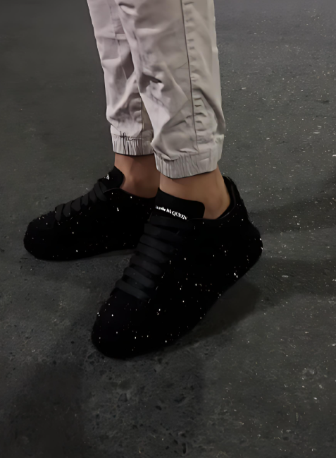 Black Sparkling Rhinestone Men Shoes