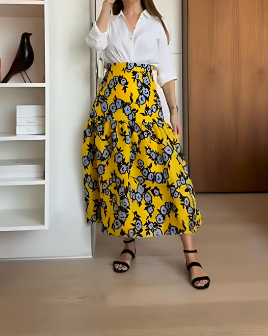 Yellow Printed Skirt