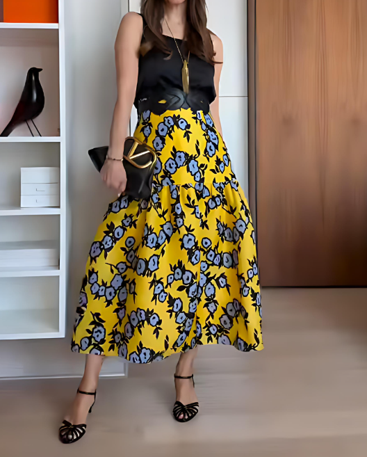 Yellow Printed Skirt