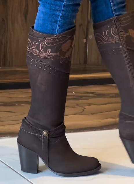 Embroidered High-Heeled Boots