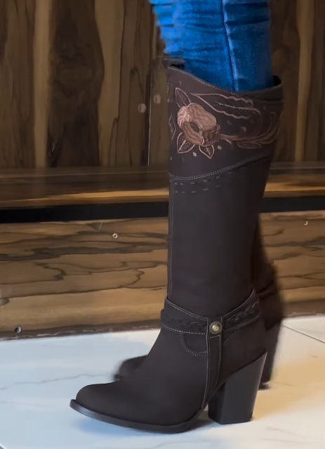 Embroidered High-Heeled Boots