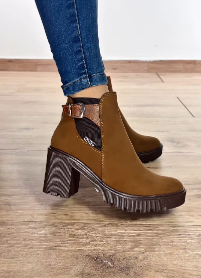 Retro Suede Thick-Heeled Women's Ankle Boots