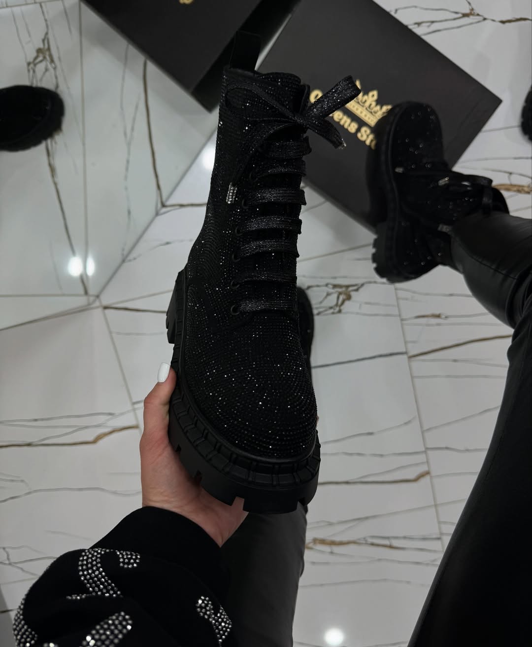 Women's Starry Rhinestone Lace-Up Boots