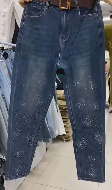 Rose Rhinestone Jeans