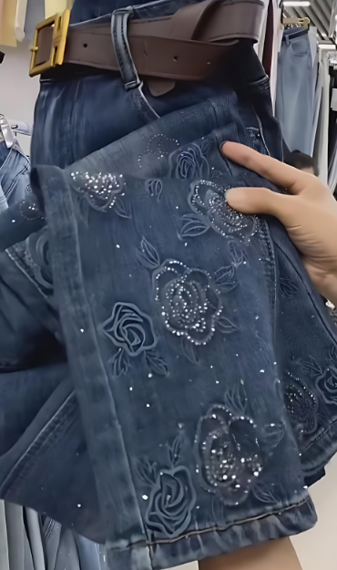 Rose Rhinestone Jeans