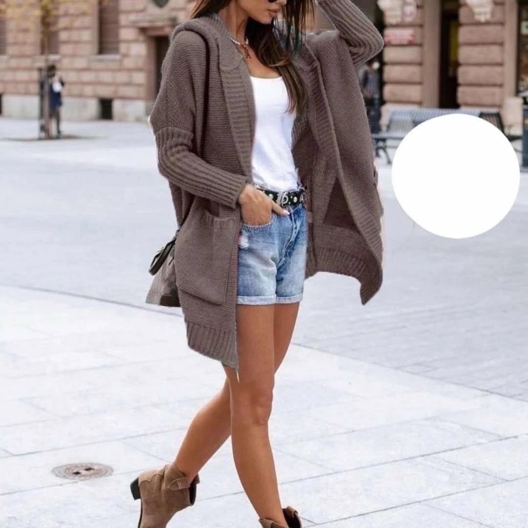 Women's Hooded Long Knitted Coat
