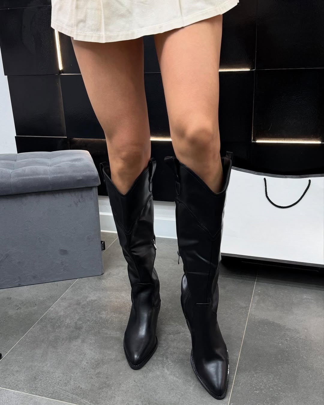 Women's Black Soft Leather Boots