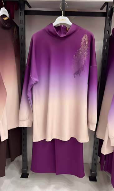 Women's Gradient Color Long-Sleeve Coord Set