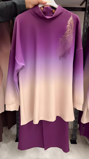 Women's Gradient Color Long-Sleeve Coord Set