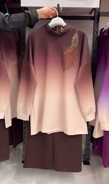 Women's Gradient Color Long-Sleeve Coord Set