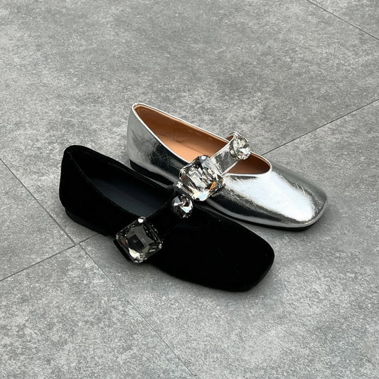 Women's Large Rhinestone Flat Shoes