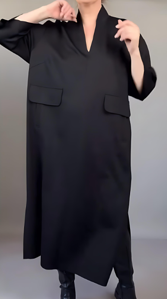 Women's Elegant Solid Color Long Dress with Pockets
