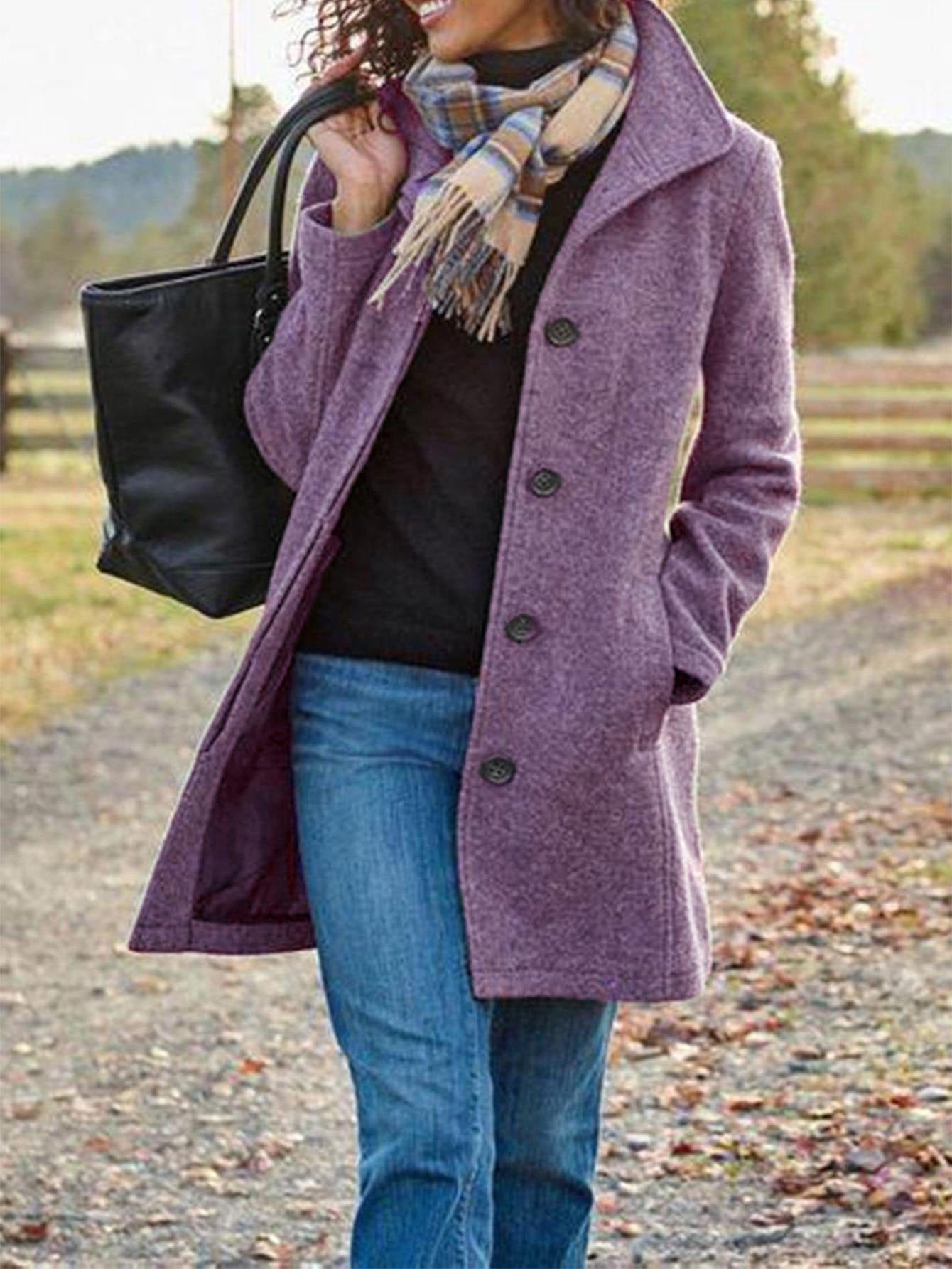 Women's Solid Wool Coat