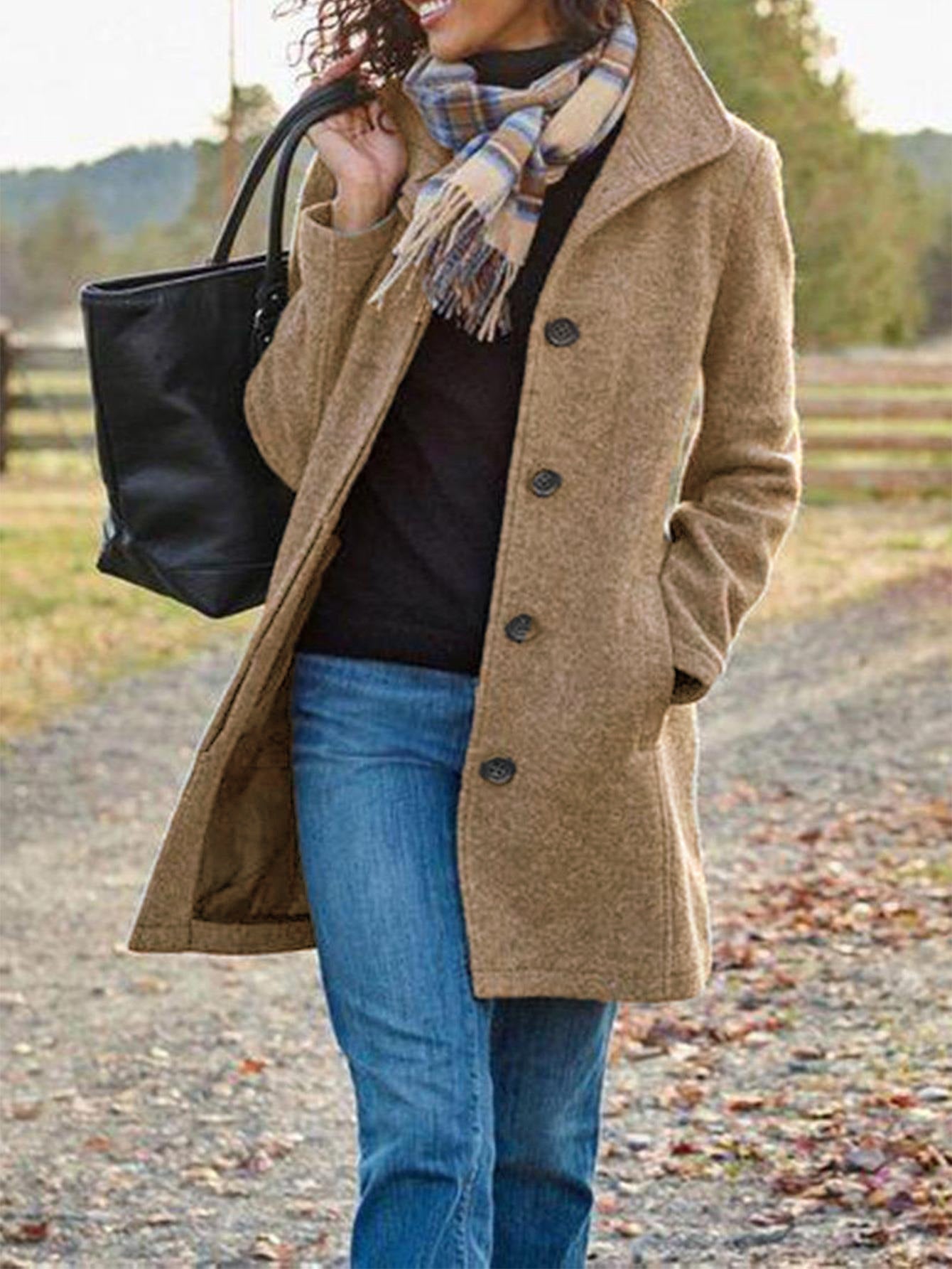 Women's Solid Wool Coat