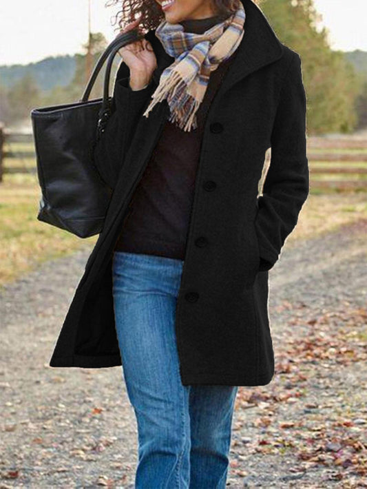 Women's Solid Wool Coat