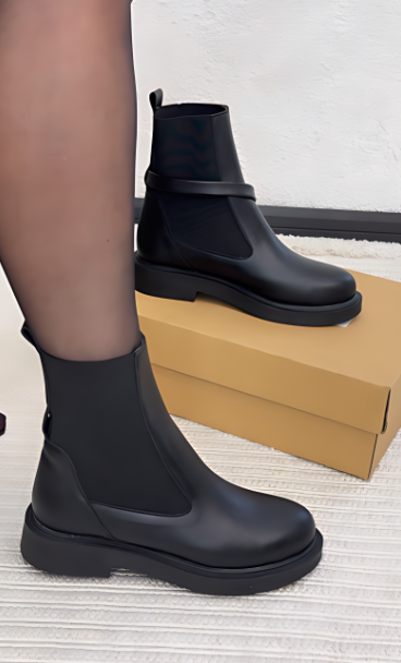 Women's Black Buckle Chelsea Boots