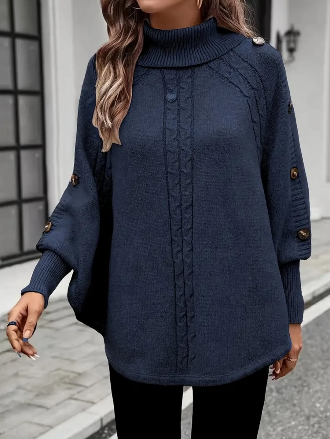 Women's Turtleneck Button Sweater
