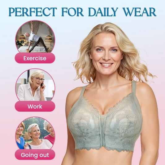 Women Lace Front Zipper Bra