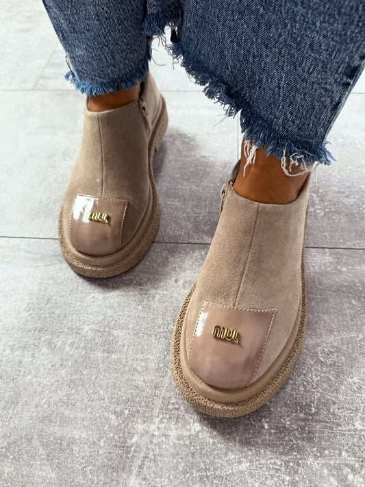 Women's Suede Zip-Up Slip-On Shoes