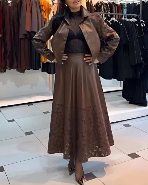 Women's Leather Two-Piece Set