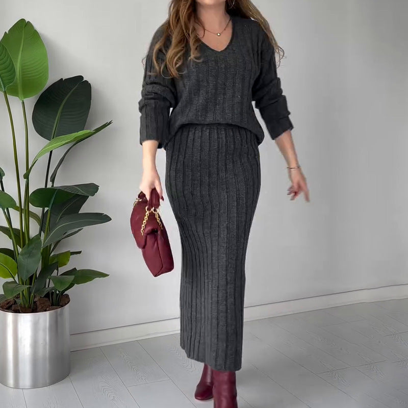 Women's Gentle & Versatile Sweater Skirt Suit